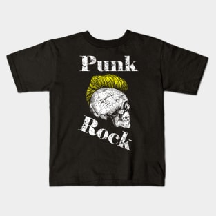 Punk Rock Iro-Skull, yellow Kids T-Shirt